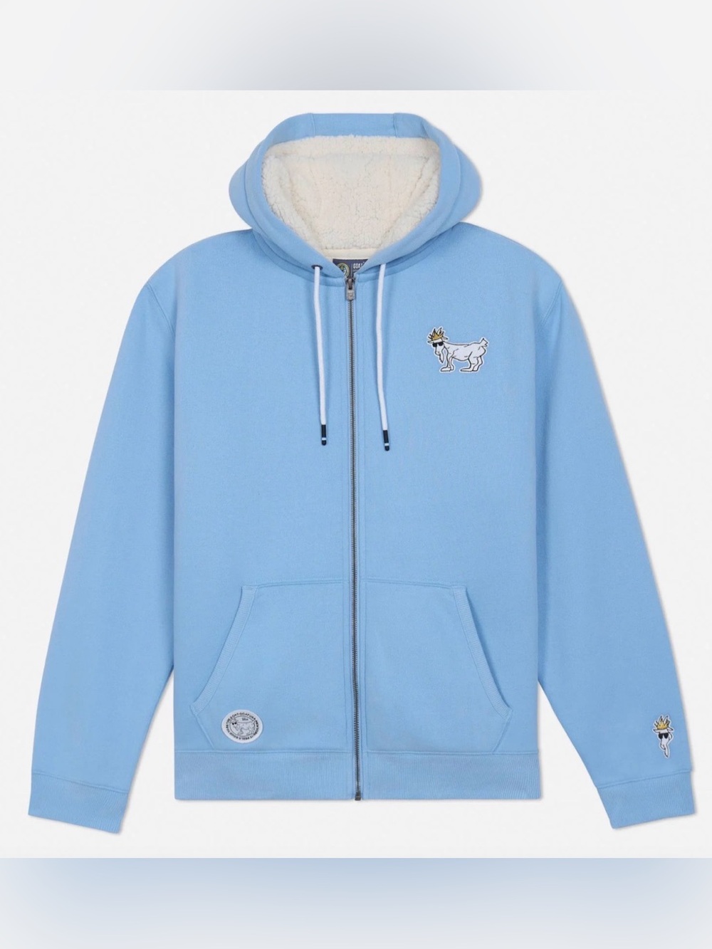 GOAT USA Sherpa Lined Full Zip Hoodie Carolina Blue Men’s XS